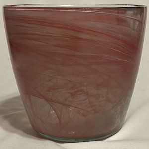 Ecoglass Recycled Glass Flower Pot Pink Swirl